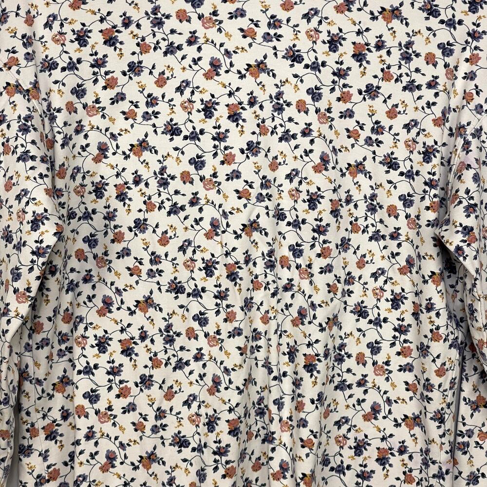 Women's Hunt Club White and Floral White Cotton Turtle Neck Long Sleeve Shirt - Picture 2 of 5